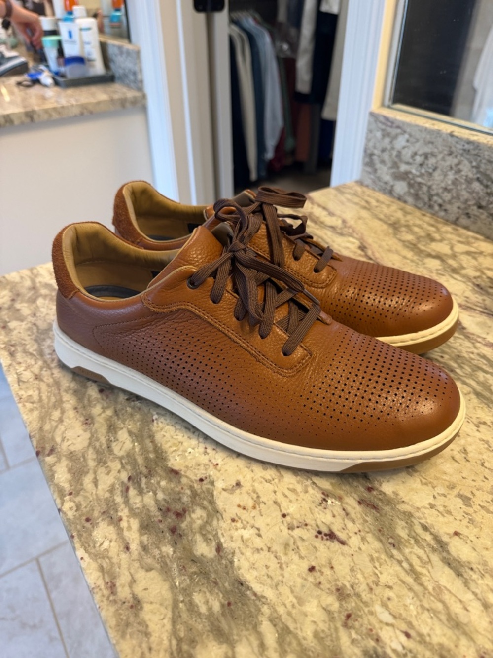 Johnston & Murphy Lace-Up Sneakers in Cognac Brown